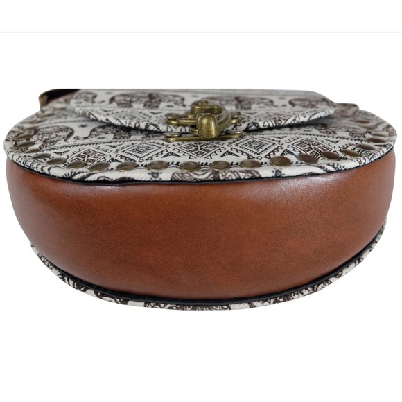 Elephant Print Shoulder Bag with Brown Strap - Picture 5 of 11